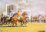 Sir Alfred James Munnings Canvas Paintings - Going out at Epsom